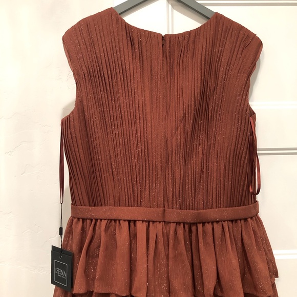 Mac Duggal size 14 Nutmeg Sparkly Ruffle Layered Gown - Picture 6 of 10